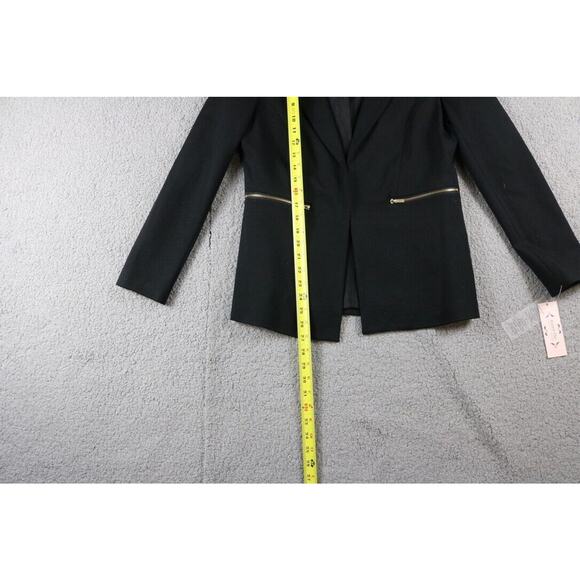 New Nanette Lepore Blazer Womens 6 Black Tuxedo Gold Colored Zipper Pockets - Picture 6 of 6